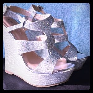 LILIANA Women’s Strappy Rhinestone Wedge Heels